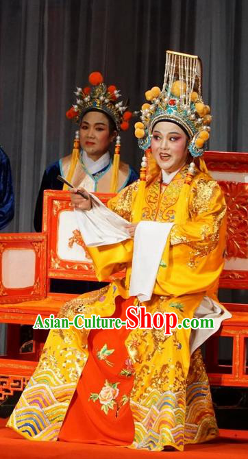 Chinese Yue Opera Emperor Liu Xiu Apparels Golden Palace Refuse Marriage Costumes and Headwear Shaoxing Opera Male Role Garment
