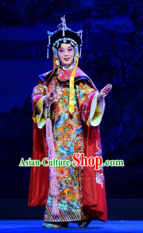 Chinese Beijing Opera Palace Lady Apparels Costumes and Headdress Nan Hai Zi Traditional Peking Opera Qing Dynasty Imperial Consort Dress Garment
