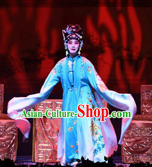 Chinese Beijing Opera Tsing Yi Young Female Apparels Costumes and Headdress Tell On Sargam Traditional Peking Opera Dress Distress Maiden Zhang Shangzhu Garment