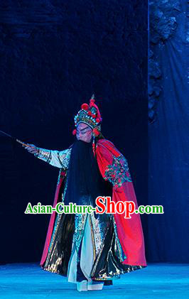 Ru Ji Chinese Peking Opera Laosheng Wei Wuji Garment Costumes and Headwear Beijing Opera Elderly Male Apparels King Xinling Clothing