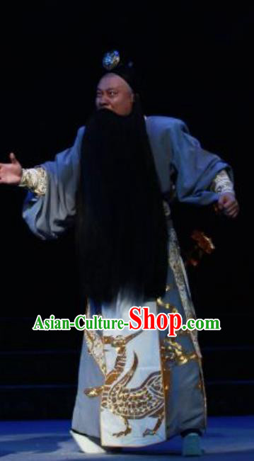 Chun Qiu Er Xu Chinese Peking Opera Elderly Male Garment Costumes and Headwear Beijing Opera Laosheng Apparels Official Wu Zixu Clothing