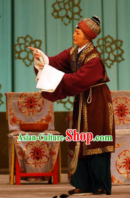 Chinese Beijing Opera Elderly Dame Apparels Costumes and Headdress Love in the Wardrobe Traditional Peking Opera Pantaloon Dress Old Woman Garment