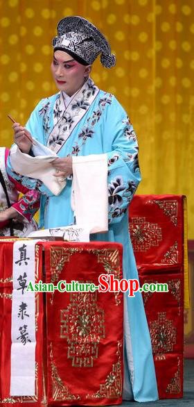 Tao Hua Cun Chinese Peking Opera Young Male Garment Costumes and Headwear Beijing Opera Xiaosheng Apparels Scholar Bian Ji Clothing