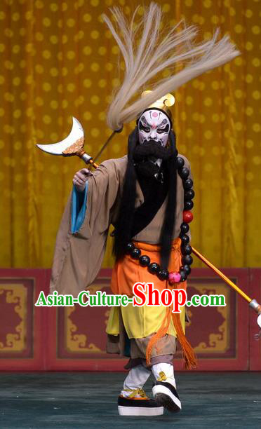 Tao Hua Cun Chinese Peking Opera Monk Lu Zhishen Garment Costumes and Headwear Beijing Opera Apparels Martial Male Clothing