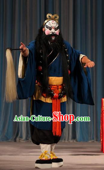 Tao Hua Cun Chinese Peking Opera Hero Garment Costumes and Headwear Beijing Opera Martial Male Apparels Monk Lu Zhishen Clothing