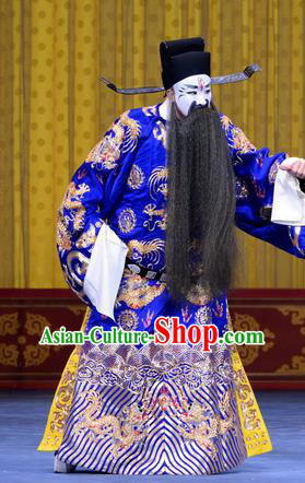 Yao Qi Chinese Peking Opera Official Garment Costumes and Headwear Beijing Opera Elderly Male Apparels Embroidered Robe Clothing