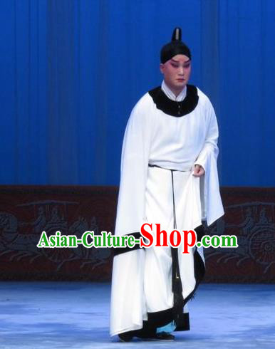 Zhou Ren Xian Sao Chinese Ping Opera Xiaosheng Costumes and Headwear Pingju Opera Young Male Zhou Ren White Apparels Clothing