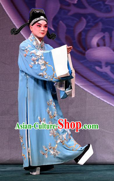 Love of Jade Hairpin Chinese Peking Opera Young Male Garment Xiaosheng Costumes and Headwear Beijing Opera Scholar Zhao Qixian Apparels Clothing