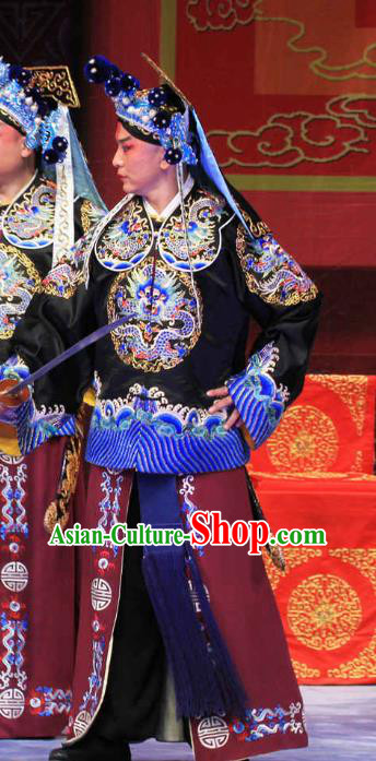 Zhou Ren Xian Sao Chinese Ping Opera Martial Male Costumes and Headwear Pingju Opera Bodyguard Apparels Clothing