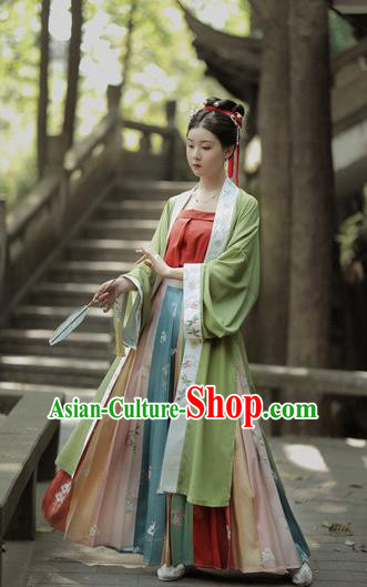 Chinese Ancient Civilian Female Hanfu Dress Garment Traditional Song Dynasty Apparels Young Lady Historical Costumes Complete Set