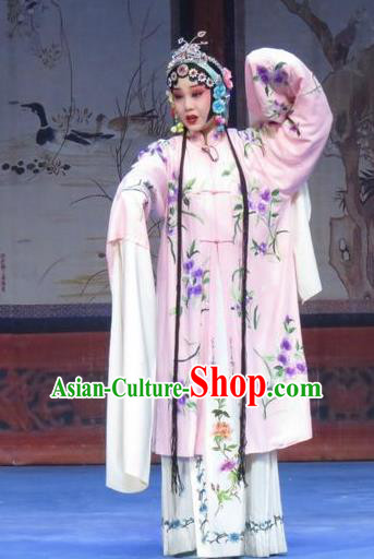 Chinese Ping Opera Hua Tan Yutao Apparels Costumes and Headdress Traditional Pingju Opera Tao Li Mei Actress Pink Dress Garment