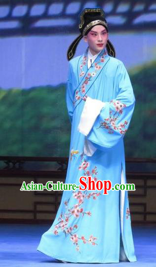 Tao Li Mei Chinese Ping Opera Niche Yan Wenmin Costumes and Headwear Pingju Opera Xiaosheng Scholar Robe Apparels Clothing