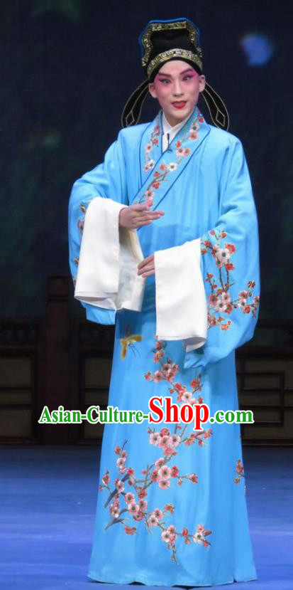 Tao Li Mei Chinese Ping Opera Niche Yan Wenmin Costumes and Headwear Pingju Opera Xiaosheng Scholar Robe Apparels Clothing