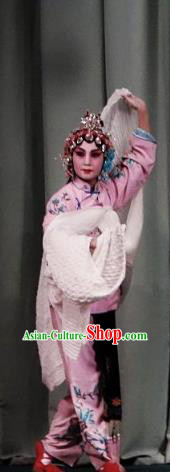 Chinese Ping Opera Young Lady Zhao Suqin Apparels Costumes and Headpieces Traditional Pingju Opera Xiaodan San Jie Lie Pink Dress Garment