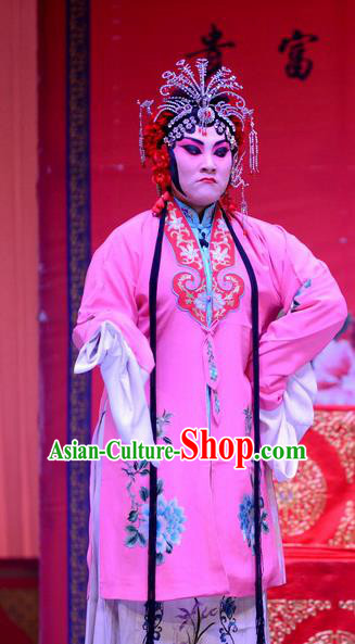 Chinese Ping Opera Actress Apparels Costumes and Headpieces Selling Miaolang Traditional Pingju Opera Rich Female Rosy Dress Garment