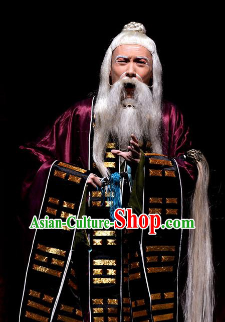 Palm Civet for Prince Chinese Ping Opera Elderly Male Costumes and Headwear Pingju Opera Taoist Priest Apparels Clothing