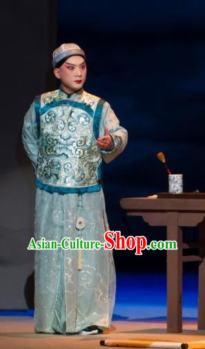 Jin Lv Qu Chinese Peking Opera Xiaosheng Garment Costumes and Headwear Beijing Opera Scholar Apparels Qing Dynasty Young Male Clothing