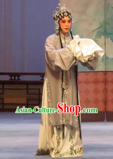 Chinese Ping Opera Distress Female Apparels Costumes and Headpieces Southeast Fly the Peacocks Traditional Pingju Opera Diva Liu Lanzhi Dress Garment