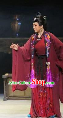 Chinese Ping Opera Dame Apparels Costumes and Headpieces Traditional Pingju Opera The Butterfly Lovers Elderly Female Dress Garment