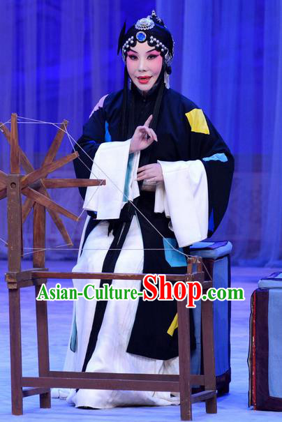 Chinese Beijing Opera Poor Woman Apparels Costumes and Headdress Han Yuniang Traditional Peking Opera Female Pauper Dress Distress Maiden Garment