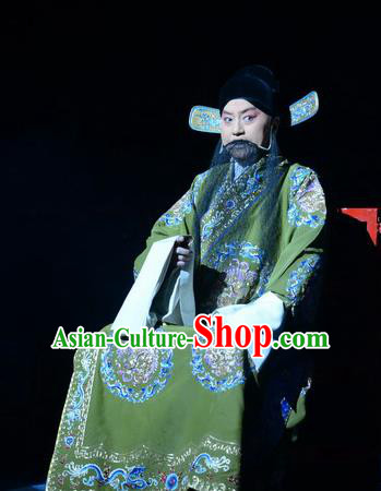 On A Wall and Horse Chinese Peking Opera Minister Pei Xingjian Garment Costumes and Headwear Beijing Opera Old Gentleman Apparels Elderly Man Clothing