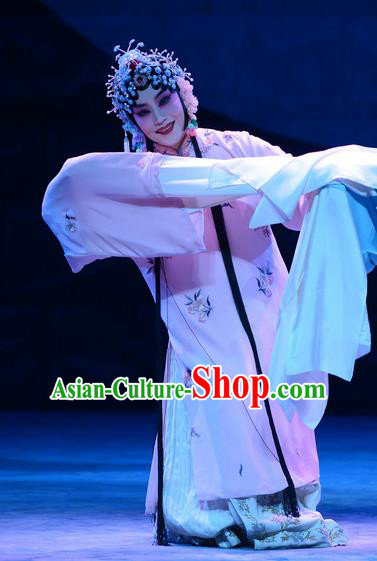 Chinese Beijing Opera Huadan Apparels Costumes and Headdress On A Wall and Horse Traditional Peking Opera Actress Li Qianjun Dress Hua Tan Garment