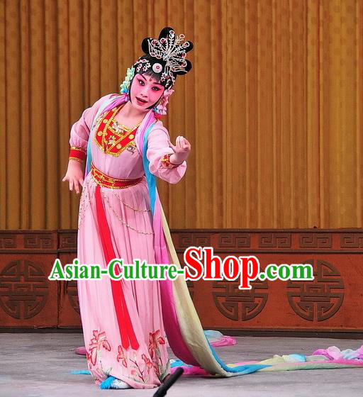 Chinese Beijing Opera Petal Sprinkles From Heaven Apparels Costumes and Headdress Traditional Peking Opera Actress Dress Goddess Garment