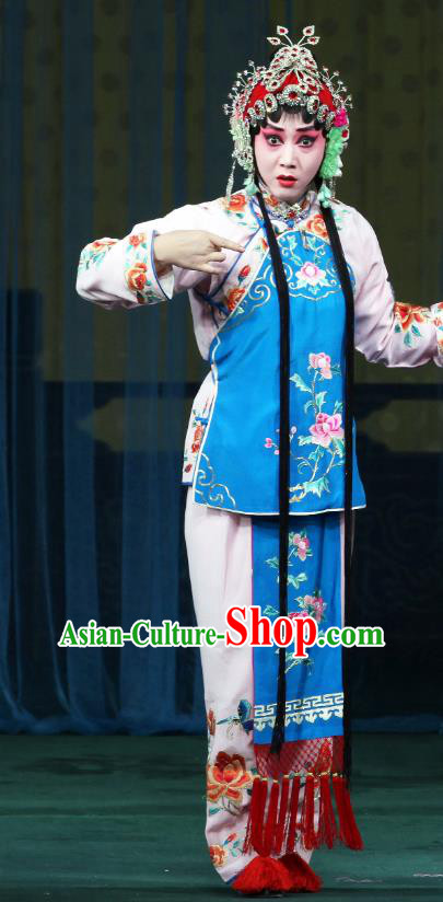 Chinese Beijing Opera Hua Tan Chen Xiuying Apparels Romance of the Iron Bow Costumes and Headpieces Traditional Peking Opera Young Female Dress Actress Garment