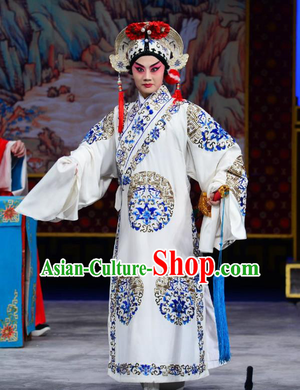 Romance of the Iron Bow Chinese Peking Opera Xiaosheng Garment Costumes and Headwear Beijing Opera Niche Apparels Martial Male Kuang Zhong Clothing