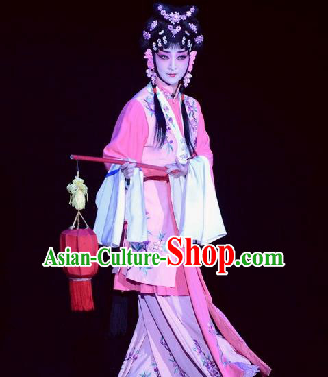 Chinese Beijing Opera Xiaodan Apparels Tian Dao Xing Costumes and Headdress Traditional Peking Opera Maidservant Li Ruilian Dress Servant Girl Garment