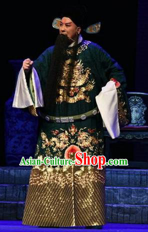 Qing Tian Dao Chinese Peking Opera Garment Costumes and Headwear Beijing Opera Elderly Male Apparels Loyal Official Hai Rui Clothing