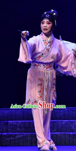 Chinese Beijing Opera Young Lady Apparels Qing Tian Dao Costumes and Headpieces Traditional Peking Opera Xiaodan Dress Servant Girl Garment
