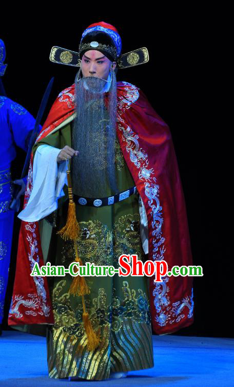 Tian Dao Xing Chinese Peking Opera Elderly Official Garment Costumes and Headwear Beijing Opera Laosheng Apparels Grand Coordinator Clothing