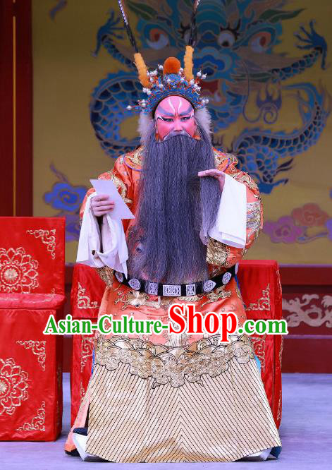 Jiu Jiang Kou Chinese Peking Opera Elderly Male Garment Costumes and Headwear Beijing Opera Laosheng Apparels Lord Chen Youliang Clothing