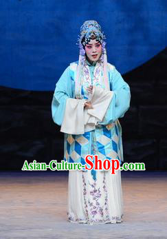 Chinese Beijing Opera Taoist Nun Apparels Costumes and Headdress On A Wall and Horse Traditional Peking Opera Hua Tan Li Qianjun Dress Young Woman Garment