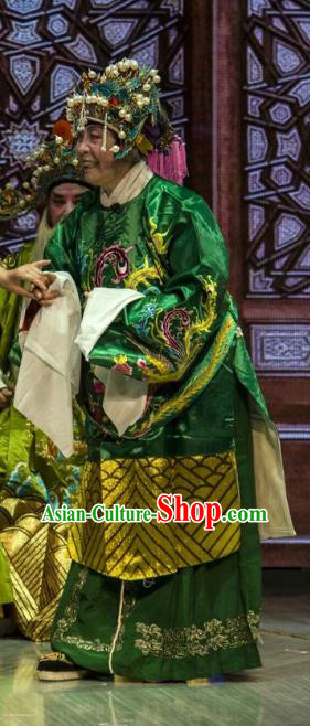 Chinese Beijing Opera Dame Apparels Ba Zhen Tang Costumes and Headpieces Traditional Peking Opera Pantaloon Dress Elderly Female Sun Shulin Garment