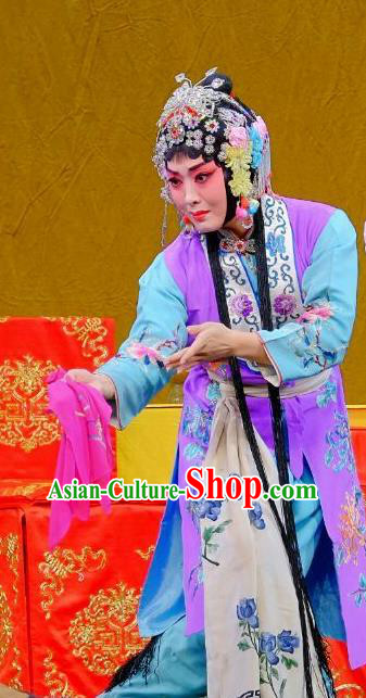 Chinese Beijing Opera Servant Girl Apparels Ba Zhen Tang Costumes and Headpieces Traditional Peking Opera Young Lady Chun Lan Dress Garment