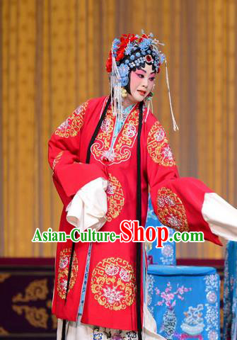 Chinese Beijing Opera Young Mistress Apparels Qi Shuang Hui Costumes and Headdress Traditional Peking Opera Actress Dress Bride Li Guizhi Garment