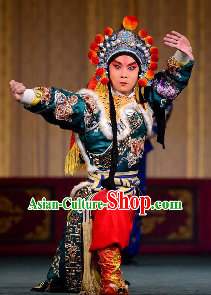 Hu Jia Zhuang Chinese Peking Opera Takefu Garment Costumes and Headwear Beijing Opera Martial Male Apparels Young Man Zhu Biao Clothing