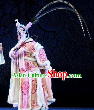 Chinese Beijing Opera Tao Ma Tan Apparels Yue Zhao Sai Bei Costumes and Headdress Traditional Peking Opera Female General Dress Garment