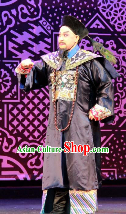 Yue Zhao Sai Bei Chinese Peking Opera Official Garment Costumes and Headwear Beijing Opera Apparels Qing Dynasty Minister Clothing