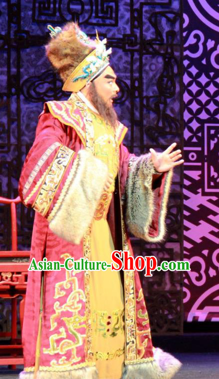 Yue Zhao Sai Bei Chinese Peking Opera Lord Garment Costumes and Headwear Beijing Opera Elderly Male Apparels Royal Highness Clothing