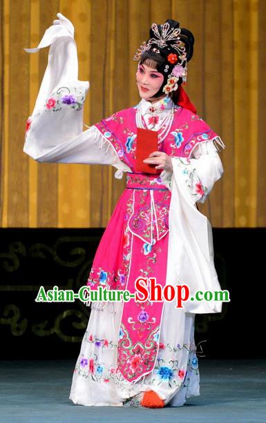 Chinese Beijing Opera Young Lady Apparels Hongniang Costumes and Headpieces Traditional Peking Opera Diva Dress Hua Tan Garment