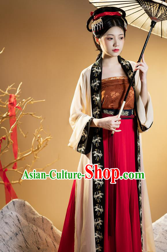 Chinese Traditional Ancient Women Historical Costumes Hanfu Dress Garment Song Dynasty Civilian Female Apparels Complete Set