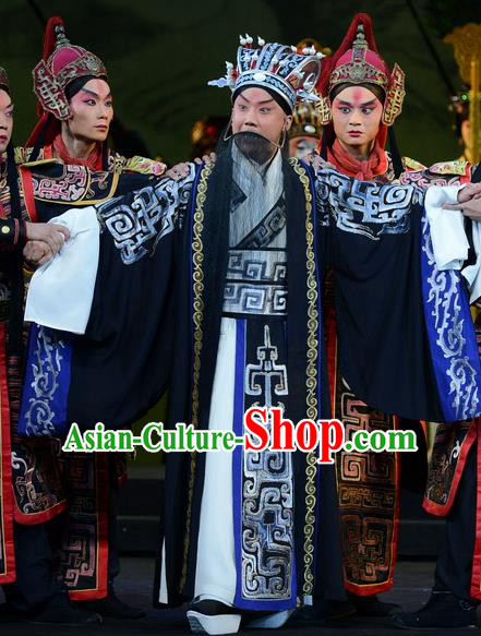 Qu Yuan Chinese Peking Opera Official Garment Costumes and Headwear Beijing Opera Scholar Apparels Clothing