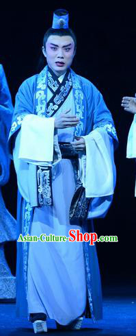Qu Yuan Chinese Peking Opera Young Male Garment Costumes and Headwear Beijing Opera Xiaosheng Apparels Scholar Song Yu Clothing