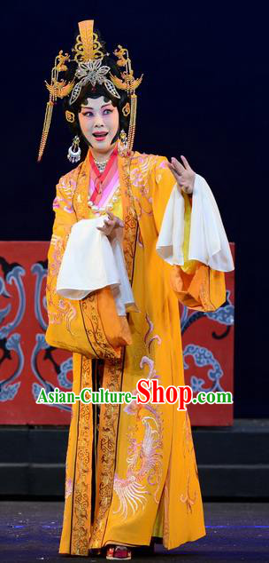 Chinese Beijing Opera Queen Nan Apparels Qu Yuan Costumes and Headpieces Traditional Peking Opera Actress Dress Empress Garment