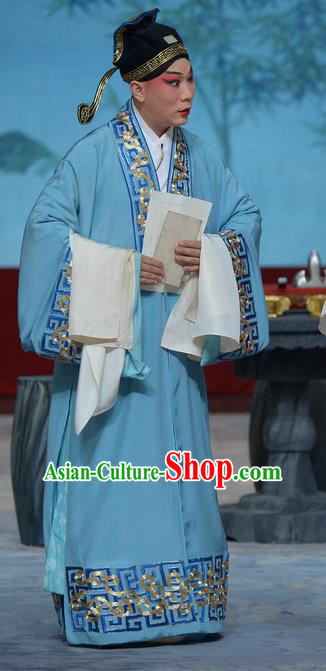 Su Xiaomei Chinese Peking Opera Gifted Youth Garment Costumes and Headwear Beijing Opera Niche Apparels Scholar Qin Guan Clothing