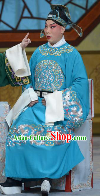 Su Xiaomei Chinese Peking Opera Xiaosheng Garment Costumes and Headwear Beijing Opera Young Male Apparels Scholar Qin Guan Blue Clothing