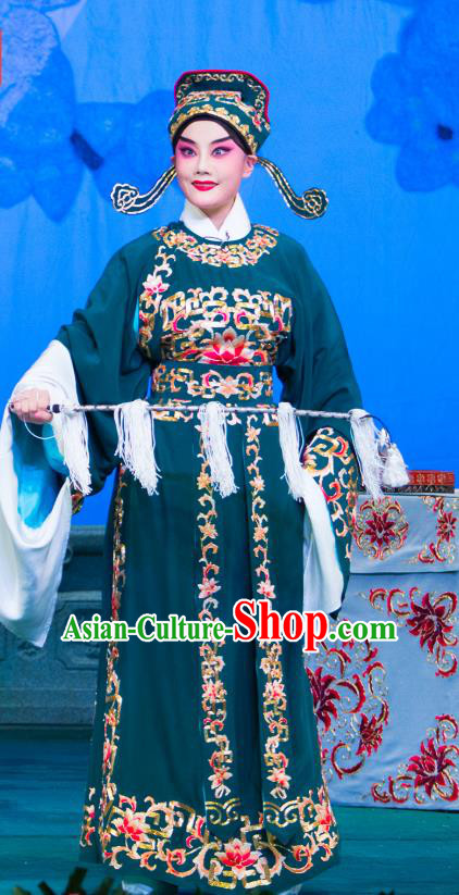 Su Xiaomei Chinese Peking Opera Scholar Garment Costumes and Headwear Beijing Opera Xiaosheng Apparels Young Male Clothing